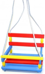 Színes fa hinta leesésgátlóval