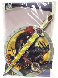 Habkarton kard és pajzs D‑Rex motívummal gyerekeknek