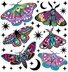 színes vasalható képek – kis molylepkék, kis ív