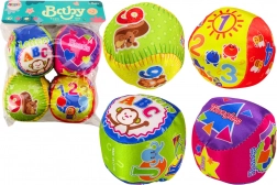 Puha labdák készlete Színes oktató csörgő labdák 4 db