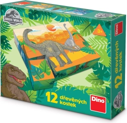 Fából készült licencelt kockák – Jurassic World, 12 kocka