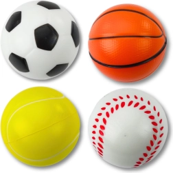 6 cm-es habsportlabdák készlete – foci, kosárlabda, tenisz, baseball (4 db)