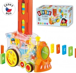 Transzparens mozdony dominóval és fénnyel gyerekeknek