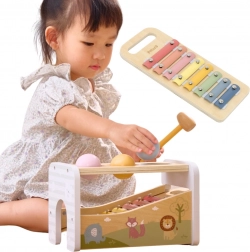 viga fa 2 az 1-ben kopogtató pad és xilofon