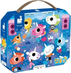 Janod puzzle bőröndben – unikornisok a koncerten, 24 darab