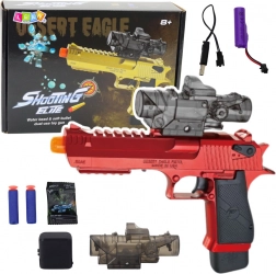 Elektromos gyerekpisztoly gélgolyókhoz és habszivacs nyilakhoz – piros