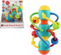 Spirál formájú csörgő és rágóka golyókkal babáknak