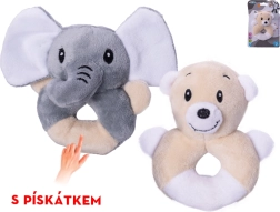 Plüss állatka sípolóval 11 cm – elefánt vagy mackó