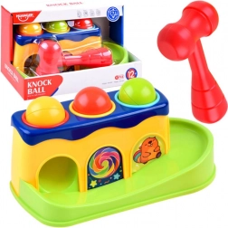 Színes ütögetős asztalka kalapáccsal és golyókkal gyerekeknek