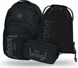 baagl készlet három fekete termékkel: hátizsák, tolltartó és zsák