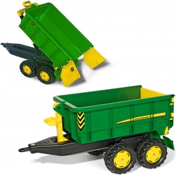 Nagy, két­tengelyes billenős pótkocsi JOHN DEERE pedáltraktorokhoz – Rolly Toys