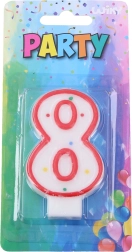 Parti gyertya piros szám alakú 8