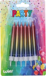 Metál színű gyertyák tartókkal - 6 darab