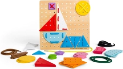 BIGJIGS TOYS fából készült fűzős játék – geometriai alakzatok