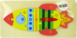 Fából készült rakéta puzzle számokkal