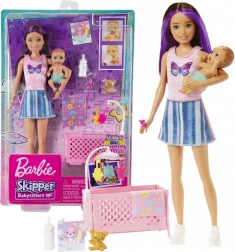 Barbie Skipper Dadus – kiságy és baba játékszett