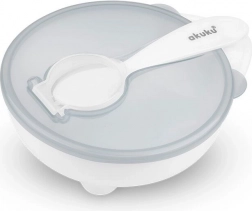 AKUKU tál és kanál fehér, fedővel