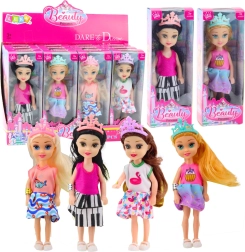 Mini hercegnő baba koronával színes ruhában 14 cm