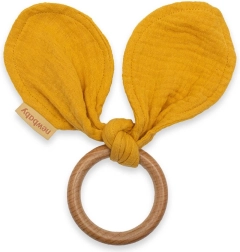 Rágóka muszlin pelenkával New Baby Ears mustár