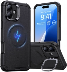ESR Cyber Tough HaloLock tok állvánnyal iPhone 16 Plus-hoz, fekete