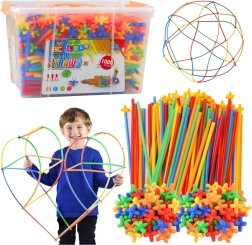 Konstrukciós építőkészlet STRAWS szívószálakból, 1000 darab bőröndben