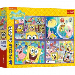 Puzzle 4x250 Őrült világ Sponge Bob