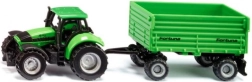 Siku Deutz-Fahr traktor két tengelyes Fortuna pótkocsival