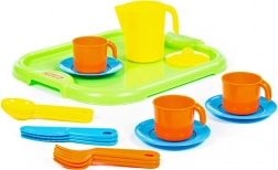 Háromszemélyes teás készlet tálcával