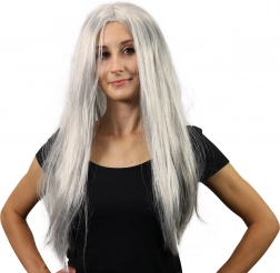 ezüst boszorkány paróka hosszú hajjal