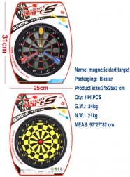 Kétoldalas mágneses darts tábla, 20 cm, 3 db nyíllal