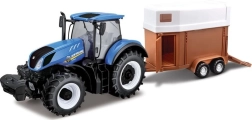 Bburago Farm Traktor New Holland ló szállító pótkocsival