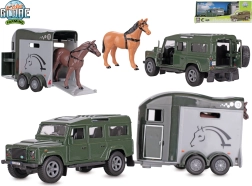 Kids Globe Farming Land Rover ló- (pull-back) utánfutóval