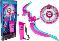 Íj pajzzsal + 3 tapadókorongos nyíl rózsaszín