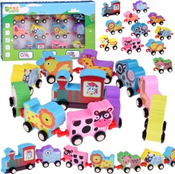 Fa színes vonatka állatokkal