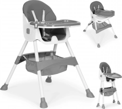 Etetőszék tálcával és kosárral, 5 pontos öv, ECOTOYS – Szürke