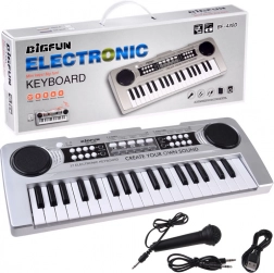 Mini billentyűzet 37 billentyűvel ének-mikrofonnal – ezüst