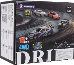 Narancssárga R/C driftautó 1:43 méretarányban, tartozékokkal