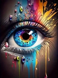 gyémántfestés színes szem 30 × 40 cm