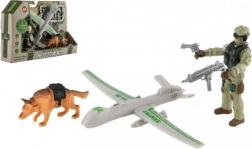 Katonai játékkészlet drónnal, katonával és kutyával