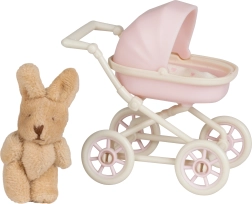 Lundby babakocsi plüss nyuszikával babaházba