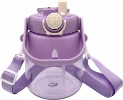 Gyerek kulacs szívószállal és vállpánttal, 1 l