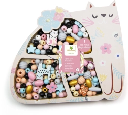 Fa pasztell gyöngyök macska alakban