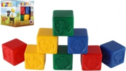 Színes műanyag kockák állatfigurákkal gyermekeknek, készlet 8 db