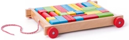 Fa húzókocsi színes kockákkal