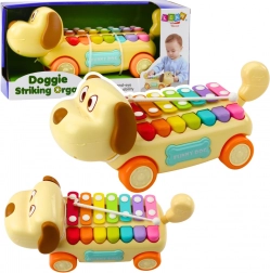 Gördülő kiskutya cintányérokkal