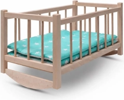 Baby Mix fa játékbölcső / kiságy babákhoz ágyneművel