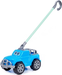 Húzható kék kisautó fogantyúval gyerekeknek