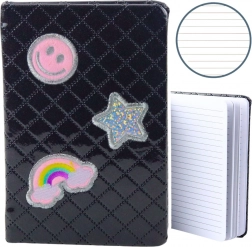 Fekete B6 Jegyzetfüzet Felvarrókkal, 80 Oldal