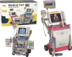 Rózsaszín kis orvosi készlet sztetoszkóppal és fényekkel