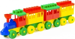 Műanyag építőmozdony 3 kocsival